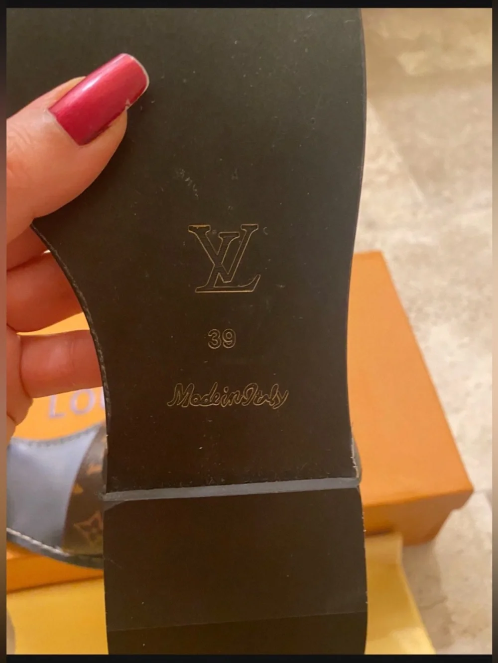Louis Vuitton Brown Monogram and Black Studded Ankle-Strap Sandals with box - Picture 4 of 4
